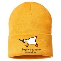 Murder Duck Untitled Duck Game Duck With Knife Meme Sustainable Knit Beanie
