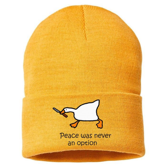 Murder Duck Untitled Duck Game Duck With Knife Meme Sustainable Knit Beanie