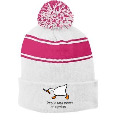 Murder Duck Untitled Duck Game Duck With Knife Meme Stripe Pom Pom Beanie
