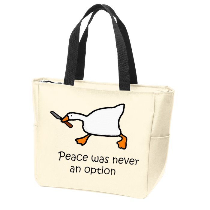 Murder Duck Untitled Duck Game Duck With Knife Meme Zip Tote Bag