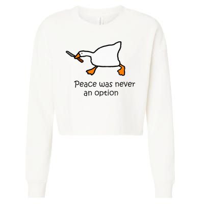 Murder Duck Untitled Duck Game Duck With Knife Meme Cropped Pullover Crew