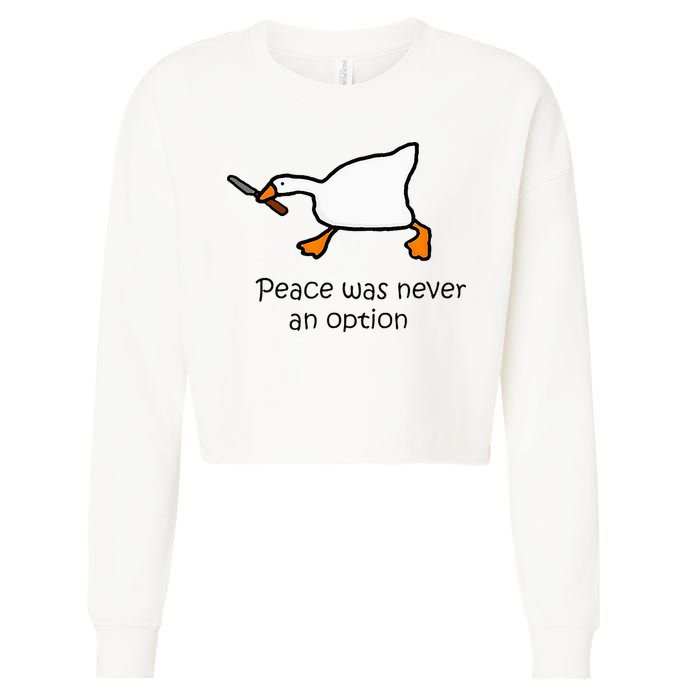 Murder Duck Untitled Duck Game Duck With Knife Meme Cropped Pullover Crew