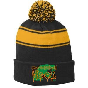 MDFL Designs Unapologetically HBCU FAMU Stripe Pom Pom Beanie