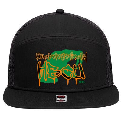 MDFL Designs Unapologetically HBCU FAMU 7 Panel Mesh Trucker Snapback Hat