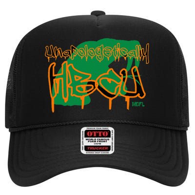 MDFL Designs Unapologetically HBCU FAMU High Crown Mesh Back Trucker Hat