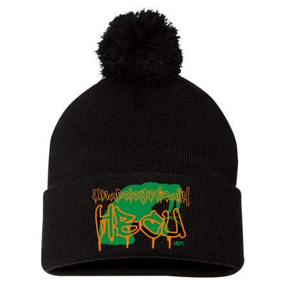 MDFL Designs Unapologetically HBCU FAMU Pom Pom 12in Knit Beanie