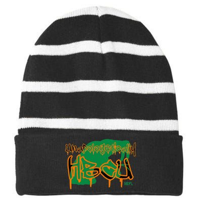 MDFL Designs Unapologetically HBCU FAMU Striped Beanie with Solid Band