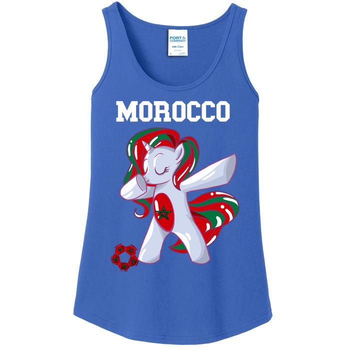 Morocco Dabbing Unicorn Moroccan Pride Moroccan Soccer Cool Gift Ladies Essential Tank