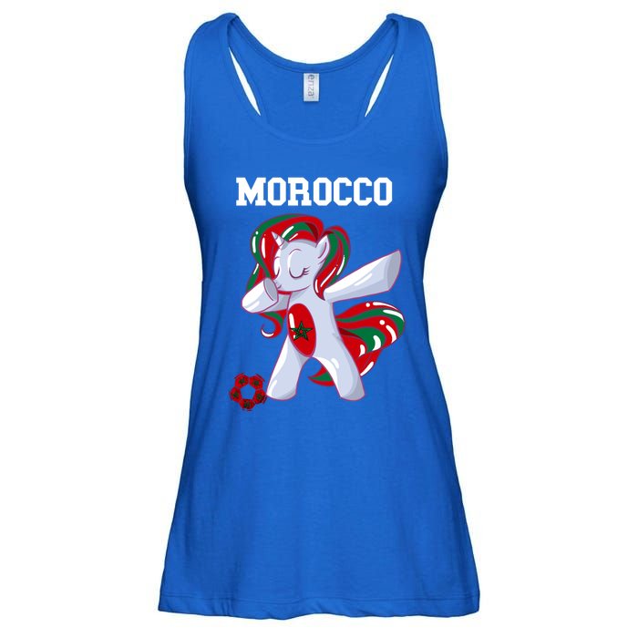 Morocco Dabbing Unicorn Moroccan Pride Moroccan Soccer Cool Gift Ladies Essential Flowy Tank