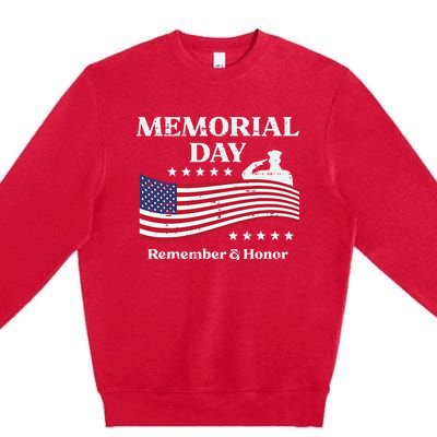 Memorial Day Usa Flag Remember Honor Patriot Premium Crewneck Sweatshirt