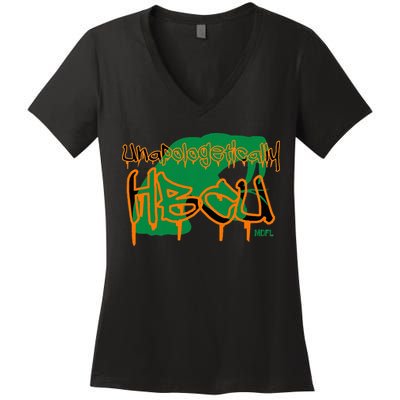 Mdfl Designs Unapologetically Hbcu Famu Women's V-Neck T-Shirt