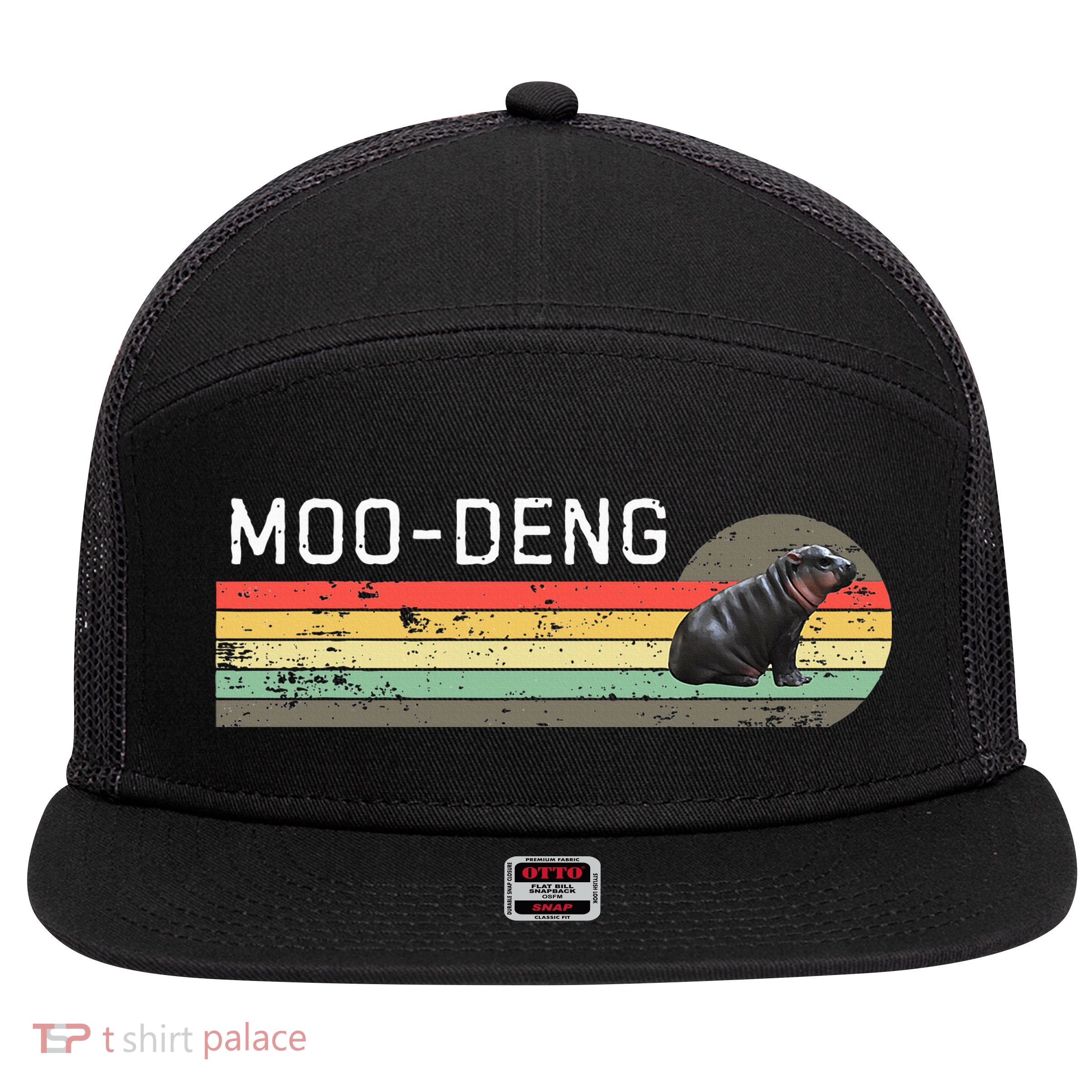 Moo Deng Vintage 7 Panel Mesh Trucker Snapback Hat