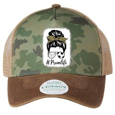 Mothers Day Volleyball And Soccer Mom Life Messy Bun Leopard Legacy Tie Dye Trucker Hat