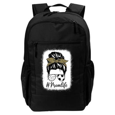Mothers Day Volleyball And Soccer Mom Life Messy Bun Leopard Backpack