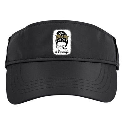 Mothers Day Volleyball And Soccer Mom Life Messy Bun Leopard Adult Drive Performance Visor