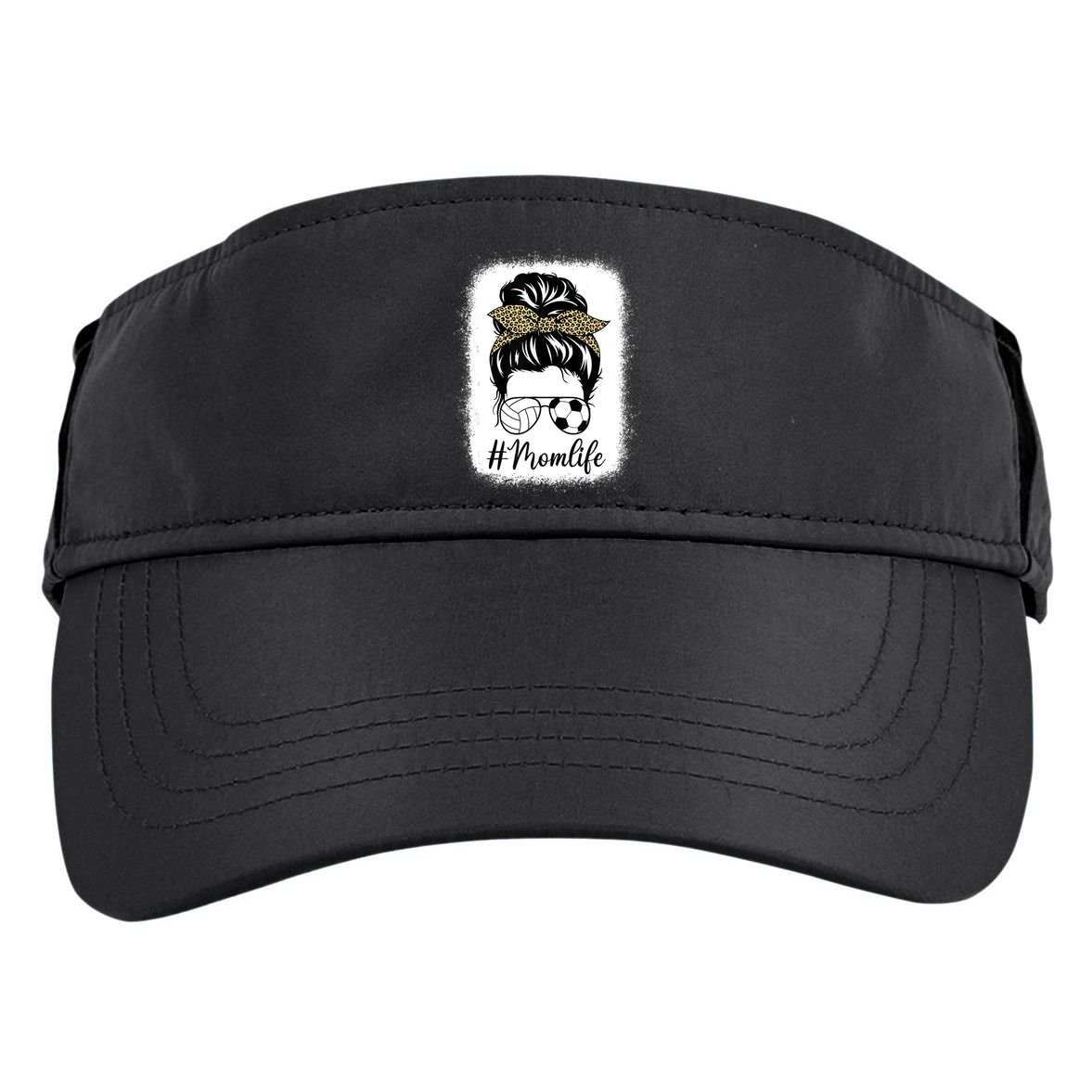 Mothers Day Volleyball And Soccer Mom Life Messy Bun Leopard Adult Drive Performance Visor