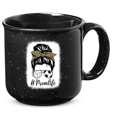 Mothers Day Volleyball And Soccer Mom Life Messy Bun Leopard 15oz Campfire Ceramic Mug