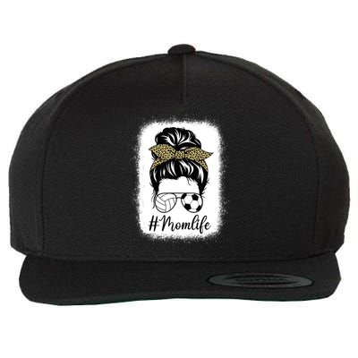 Mothers Day Volleyball And Soccer Mom Life Messy Bun Leopard Wool Snapback Cap
