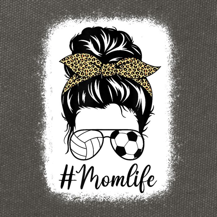 Mothers Day Volleyball And Soccer Mom Life Messy Bun Leopard Cotton Canvas Backpack