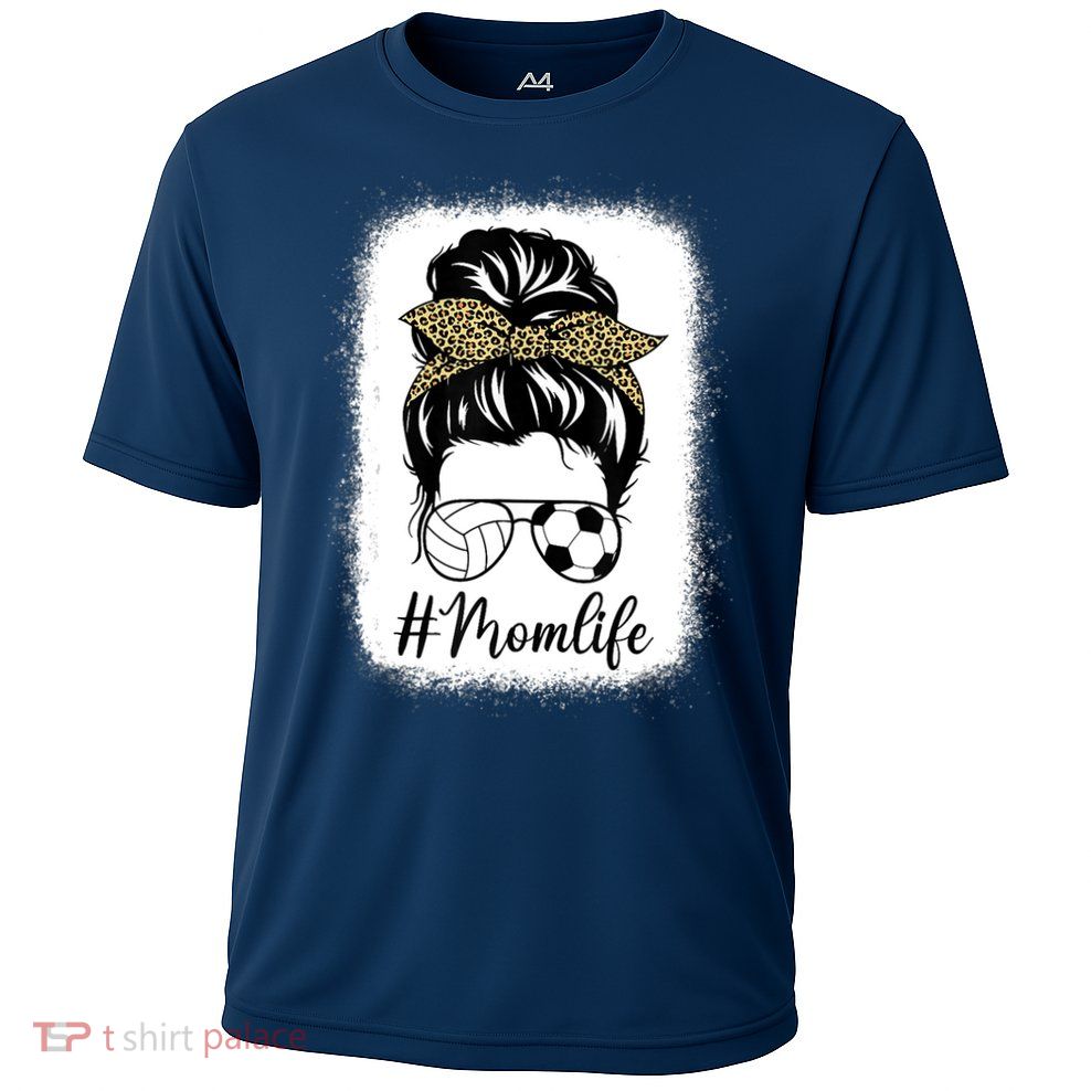 Mothers Day Volleyball And Soccer Mom Life Messy Bun Leopard Performance Shirt