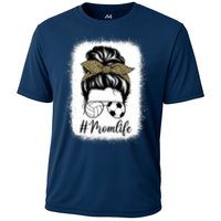 Mothers Day Volleyball And Soccer Mom Life Messy Bun Leopard Cooling Performance Crew T-Shirt