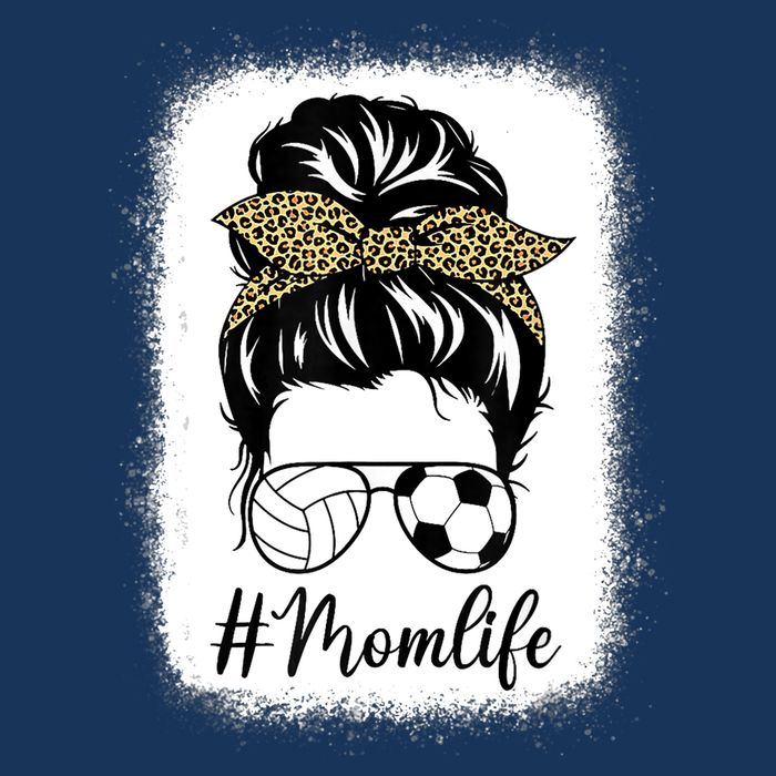 Mothers Day Volleyball And Soccer Mom Life Messy Bun Leopard Cooling Performance Crew T-Shirt