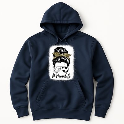 Mothers Day Volleyball And Soccer Mom Life Messy Bun Leopard Hoodie