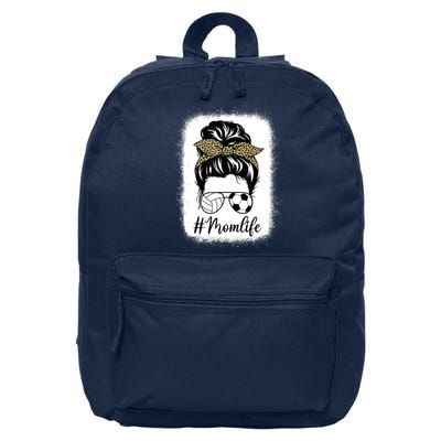 Mothers Day Volleyball And Soccer Mom Life Messy Bun Leopard 16 in Basic Backpack