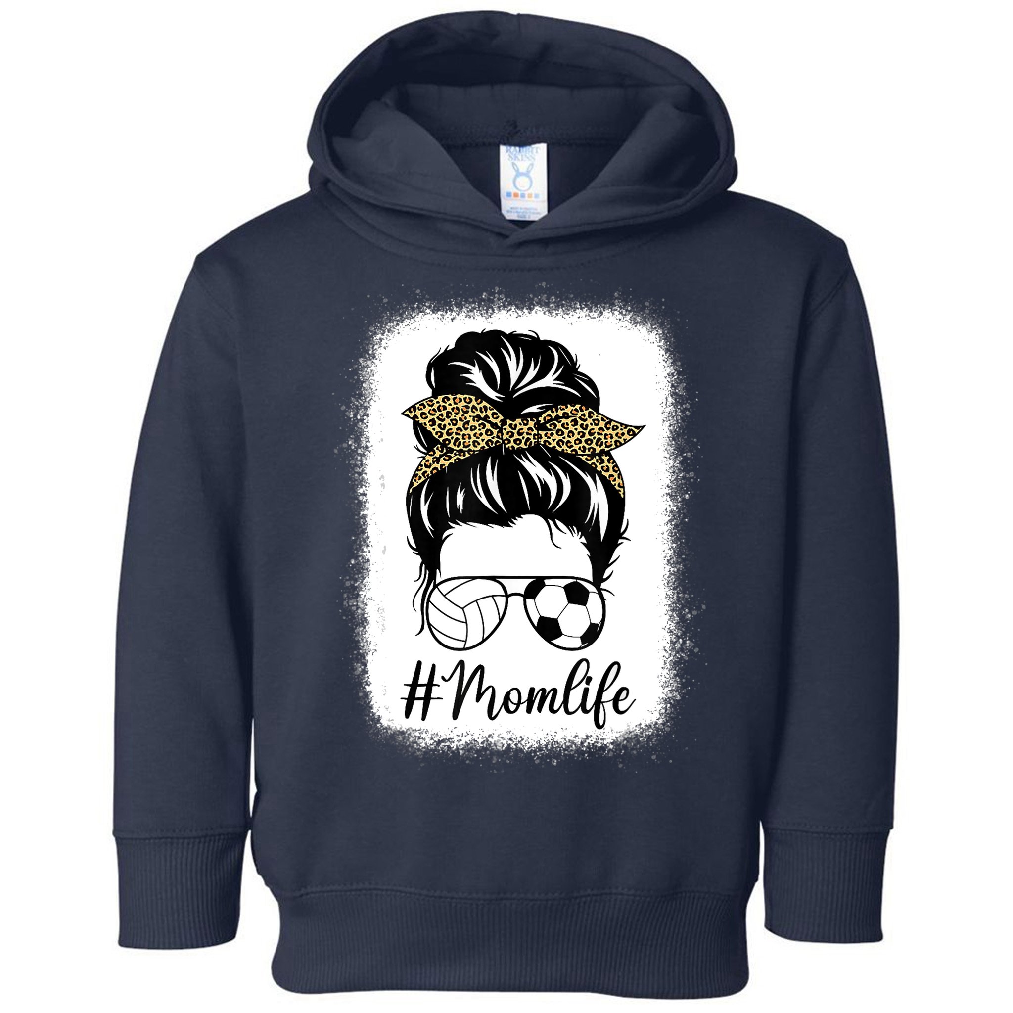 Mothers Day Volleyball And Soccer Mom Life Messy Bun Leopard Toddler Hoodie