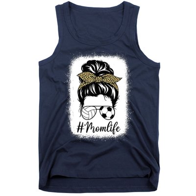 Mothers Day Volleyball And Soccer Mom Life Messy Bun Leopard Tank Top