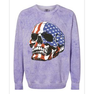 Memorial Day Veterans Day 4th Of July Patriotic Usa Skull Gift Colorblast Crewneck Sweatshirt