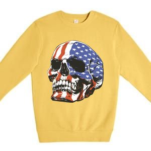 Memorial Day Veterans Day 4th Of July Patriotic Usa Skull Gift Premium Crewneck Sweatshirt