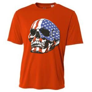 Memorial Day Veterans Day 4th Of July Patriotic Usa Skull Gift Cooling Performance Crew T-Shirt