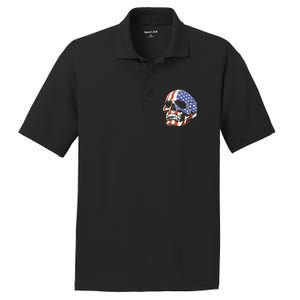 Memorial Day Veterans Day 4th Of July Patriotic Usa Skull Gift PosiCharge RacerMesh Polo