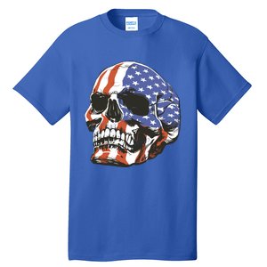 Memorial Day Veterans Day 4th Of July Patriotic Usa Skull Gift Tall T-Shirt