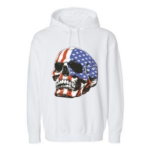 Memorial Day Veterans Day 4th Of July Patriotic Usa Skull Gift Garment-Dyed Fleece Hoodie