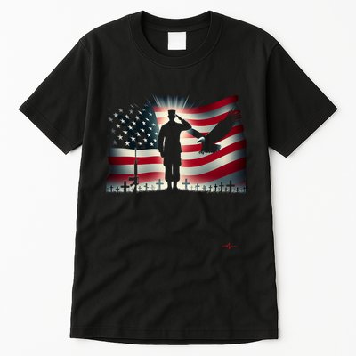 Memorial Day We Will Never Forget Remember The Fallen Flag Tall T-Shirt