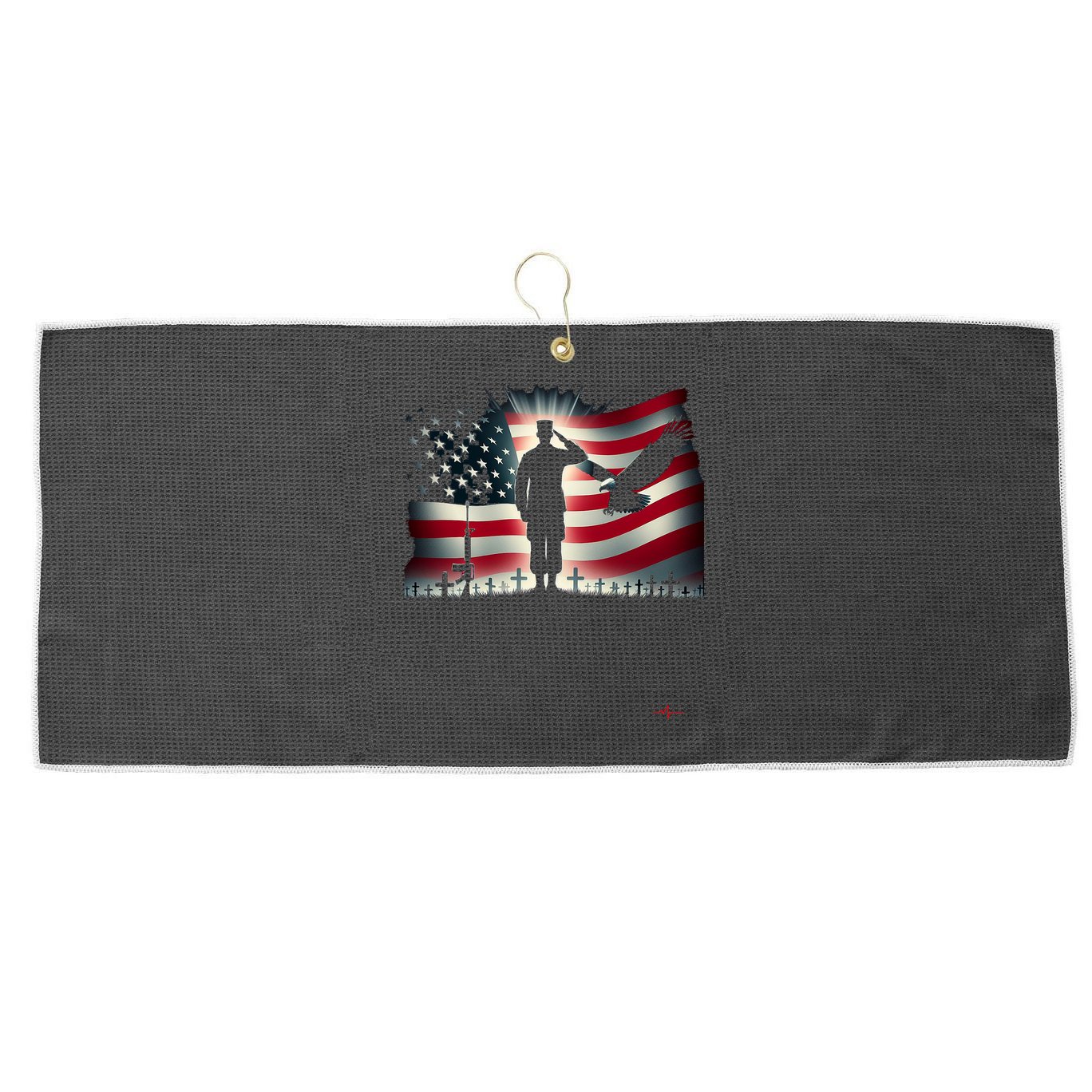 Memorial Day We Will Never Forget Remember The Fallen Flag Large Microfiber Waffle Golf Towel