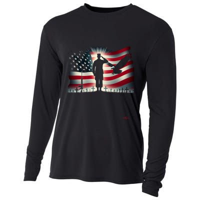 Memorial Day We Will Never Forget Remember The Fallen Flag Cooling Performance Long Sleeve Crew