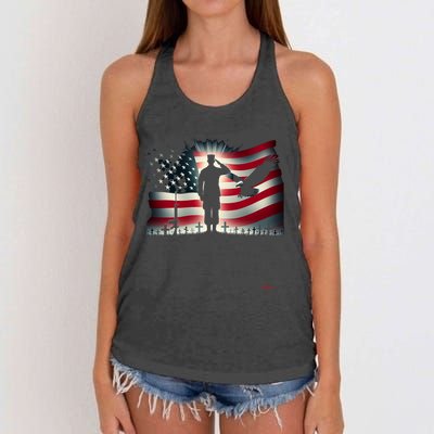Memorial Day We Will Never Forget Remember The Fallen Flag Women's Knotted Racerback Tank