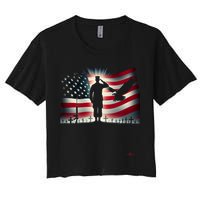 Memorial Day We Will Never Forget Remember The Fallen Flag Women's Crop Top Tee