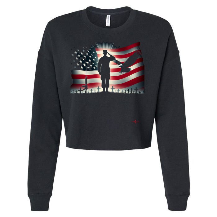 Memorial Day We Will Never Forget Remember The Fallen Flag Cropped Pullover Crew