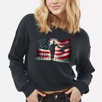 Memorial Day We Will Never Forget Remember The Fallen Flag Cropped Pullover Crew