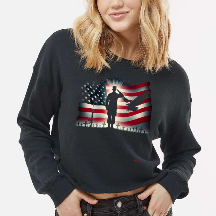 Memorial Day We Will Never Forget Remember The Fallen Flag Cropped Pullover Crew
