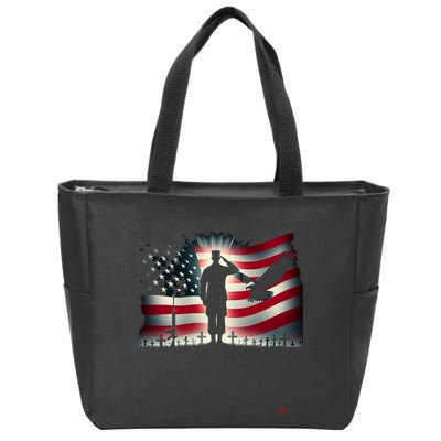 Memorial Day We Will Never Forget Remember The Fallen Flag Zip Tote Bag