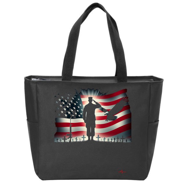 Memorial Day We Will Never Forget Remember The Fallen Flag Zip Tote Bag