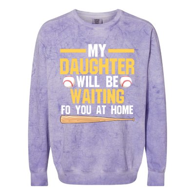 My Daughter Will Be Waiting For You At Home Softball Mom Gift Colorblast Crewneck Sweatshirt