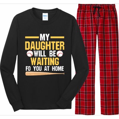 My Daughter Will Be Waiting For You At Home Softball Mom Gift Long Sleeve Pajama Set