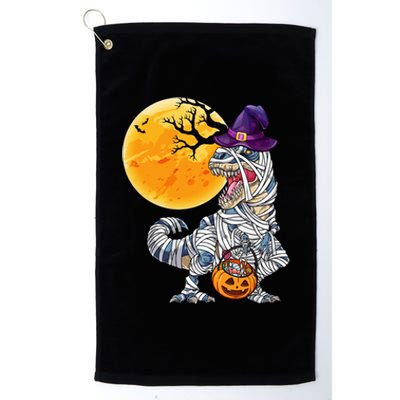 Mummy Dinosaur Witch Hat Halloween Funny Trex Gift Platinum Collection Golf Towel