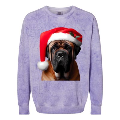 Mastiff Dog With Santa Hat Christmas Xmas Owner Lover Mom Great Gift Colorblast Crewneck Sweatshirt